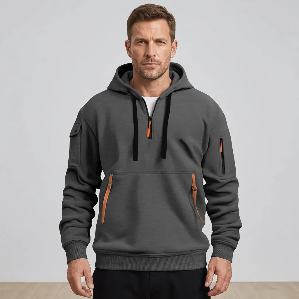 Sweatjacke für Herren mit Kapuze mit Reißverschluss im sportlichen Stil Dunkelgrau 2