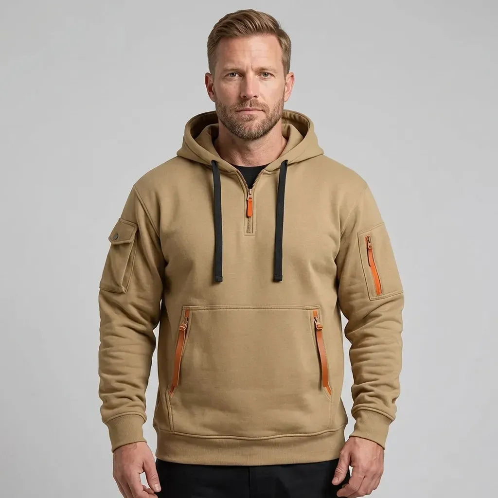 Sweatjacke für Herren mit Kapuze mit Reißverschluss im sportlichen Stil Braun 5