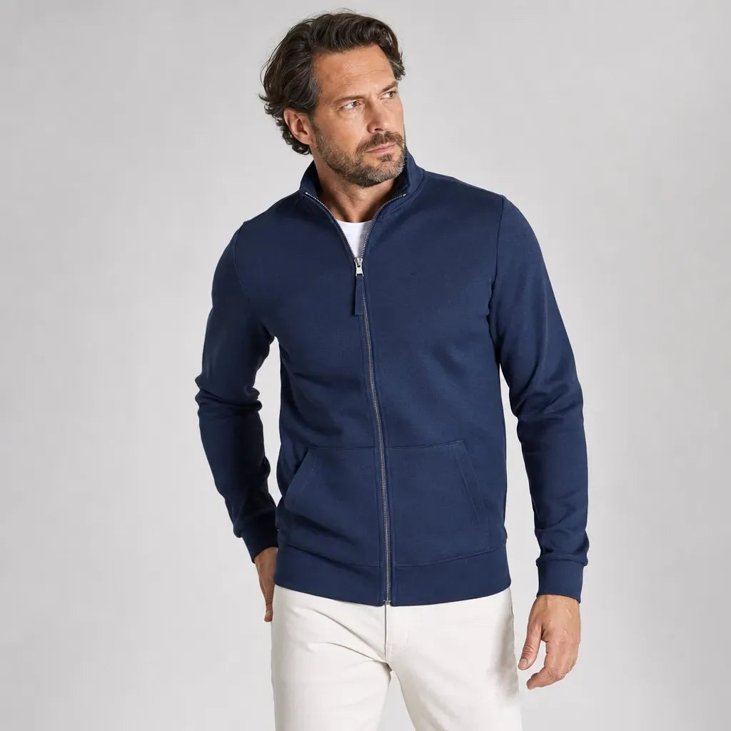 Sweatjacke für Herren mit Stehkragen im eleganten Stil mit Reißverschluss Dunkelblau 3
