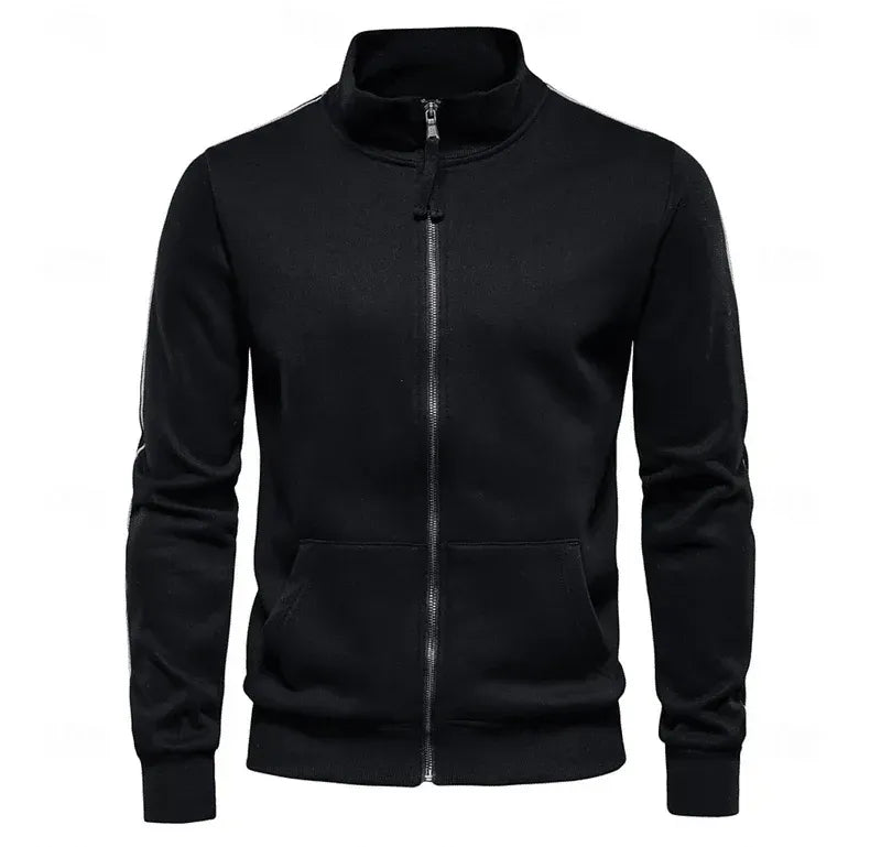 Sweatjacke für Herren mit Stehkragen im eleganten Stil mit Reißverschluss Schwarz 7