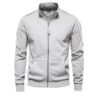 Sweatjacke für Herren mit Stehkragen im eleganten Stil mit Reißverschluss Hellgrau 8