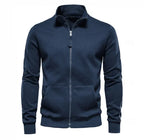 Sweatjacke für Herren mit Stehkragen im eleganten Stil mit Reißverschluss Dunkelblau 9