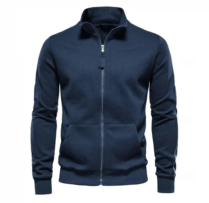 Sweatjacke für Herren mit Stehkragen im eleganten Stil mit Reißverschluss Dunkelblau 9
