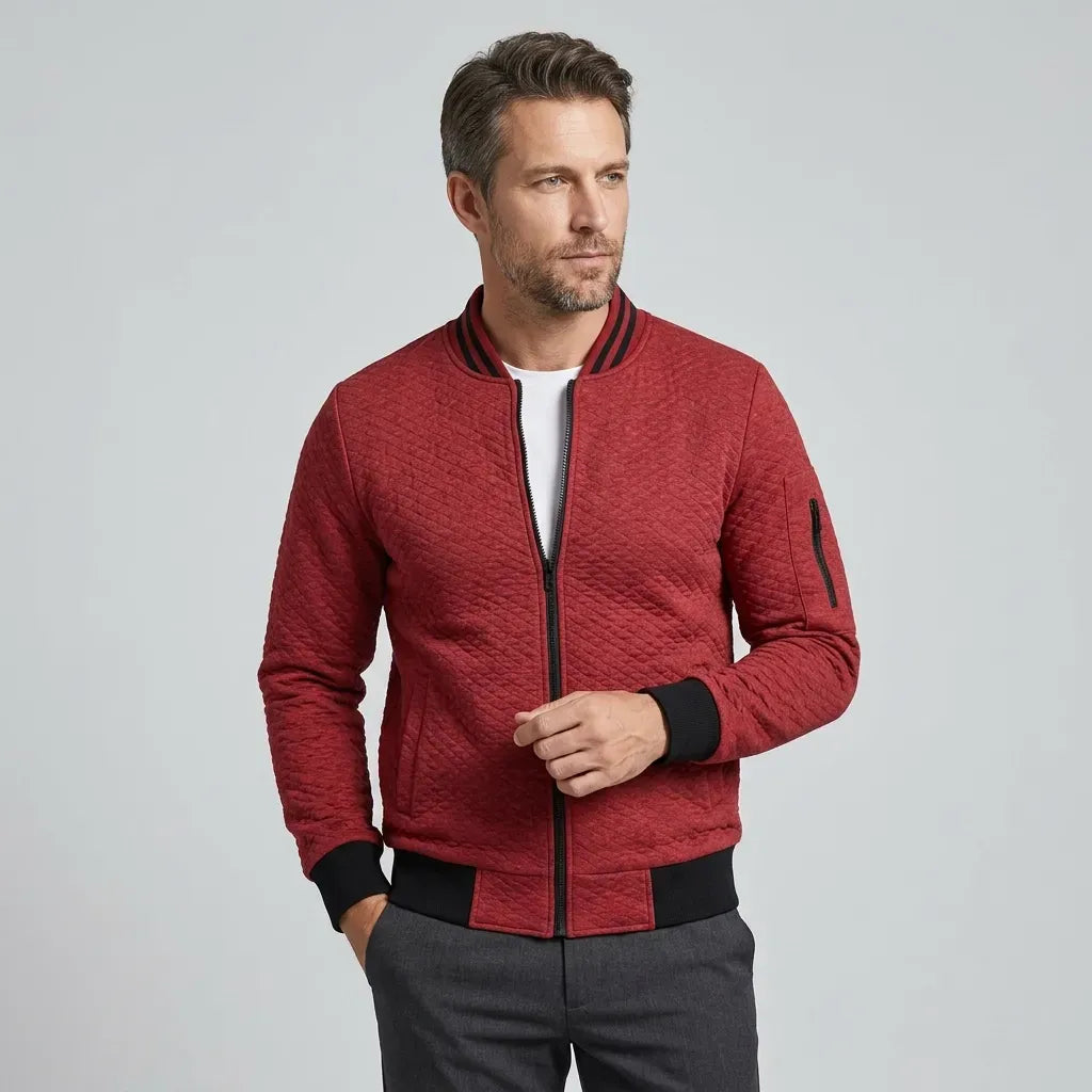 Sweatjacke für Herren mit Stehkragen mit Reißverschluss im sportlichen Stil Rot 2