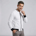 Sweatjacke für Herren mit Stehkragen mit Reißverschluss im sportlichen Stil Weiß 4