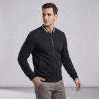 Sweatjacke für Herren mit Stehkragen mit Reißverschluss im sportlichen Stil Schwarz 7