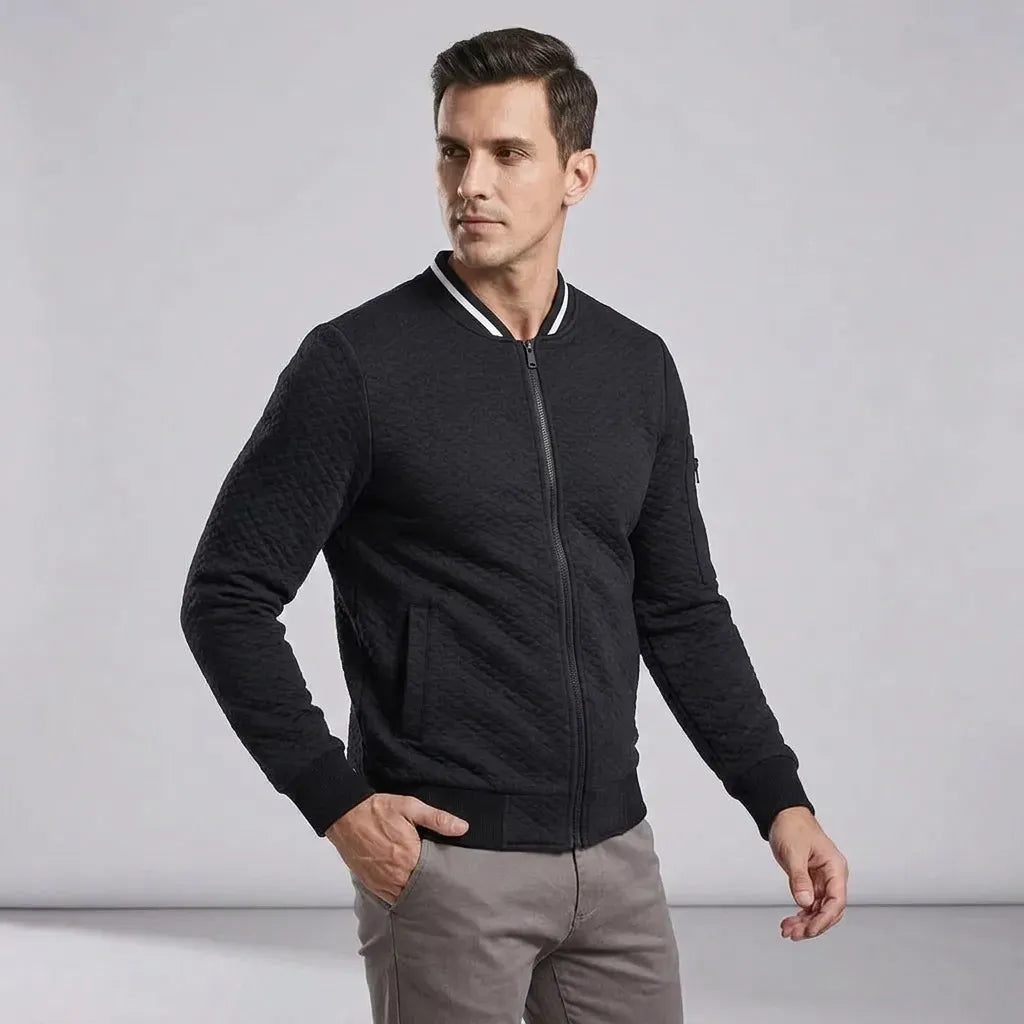 Sweatjacke für Herren mit Stehkragen mit Reißverschluss im sportlichen Stil Schwarz 7