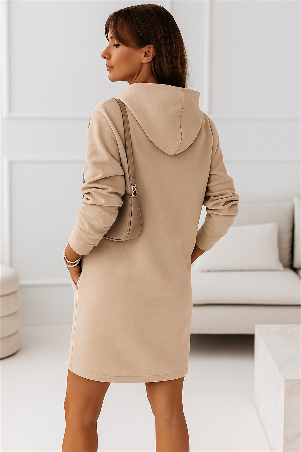 Sweatkleid mit Kapuze für Damen | Beige