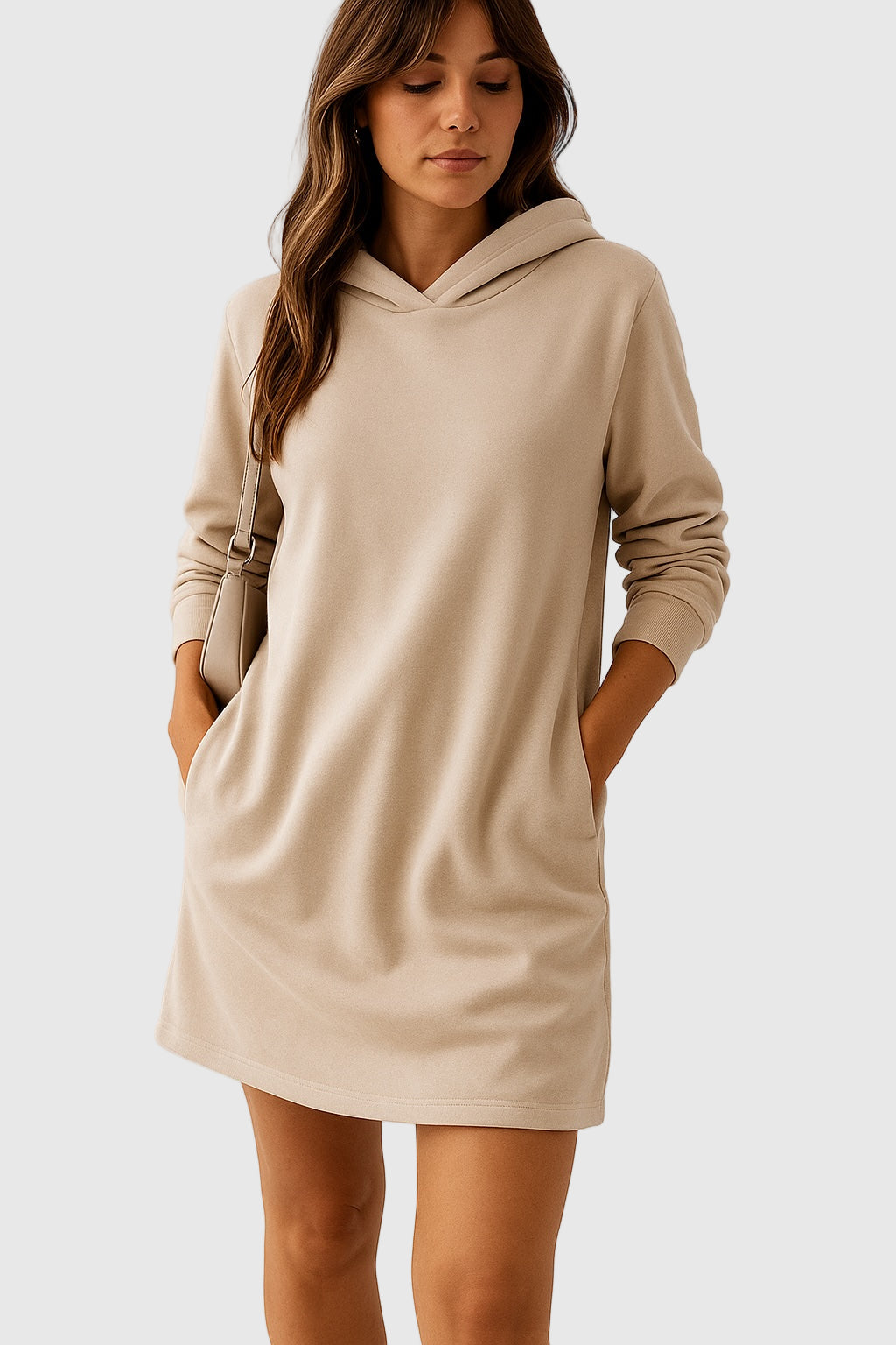 Sweatkleid mit Kapuze für Damen | Beige