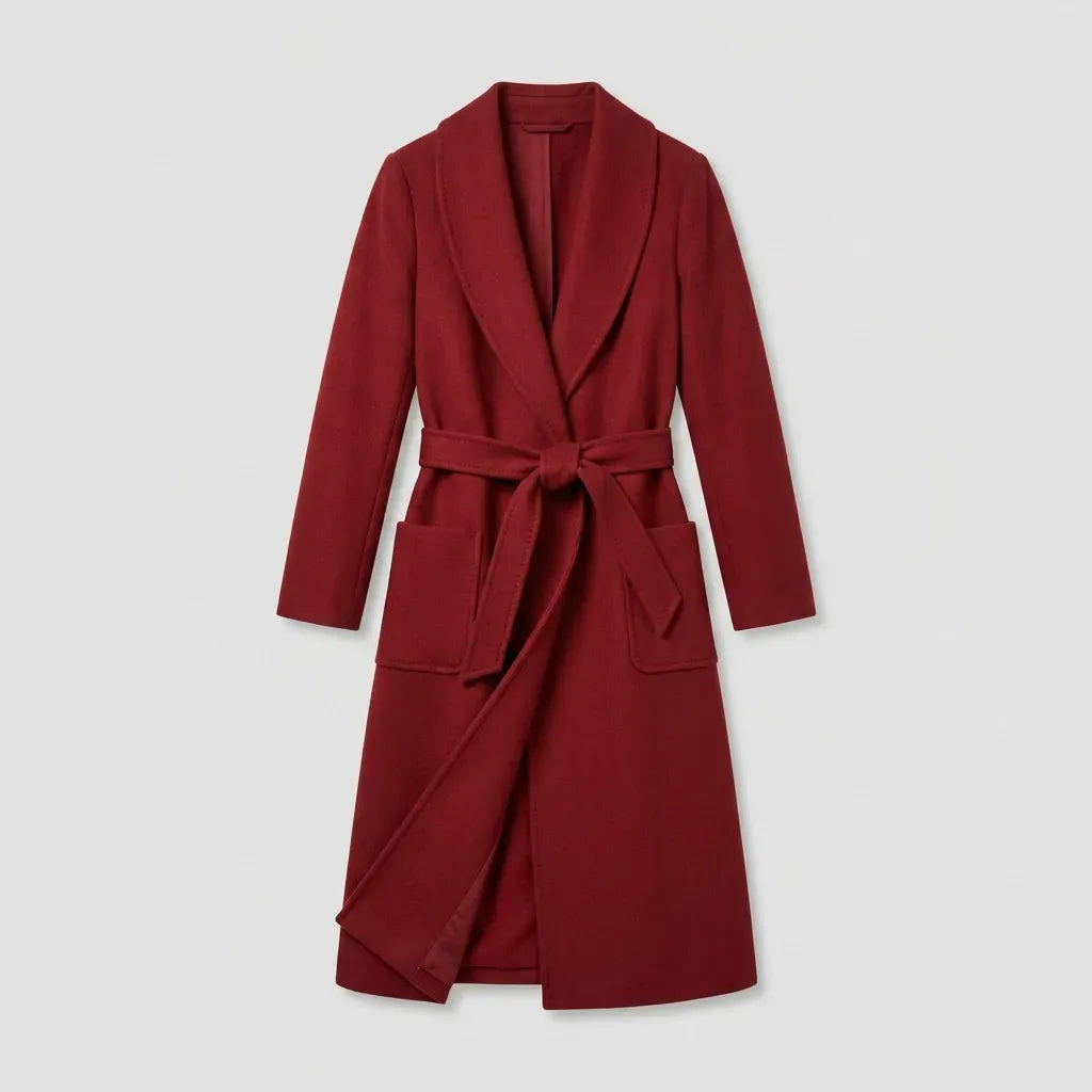 Trenchcoat für Damen aus Wolle mit Gürtel Rot 1