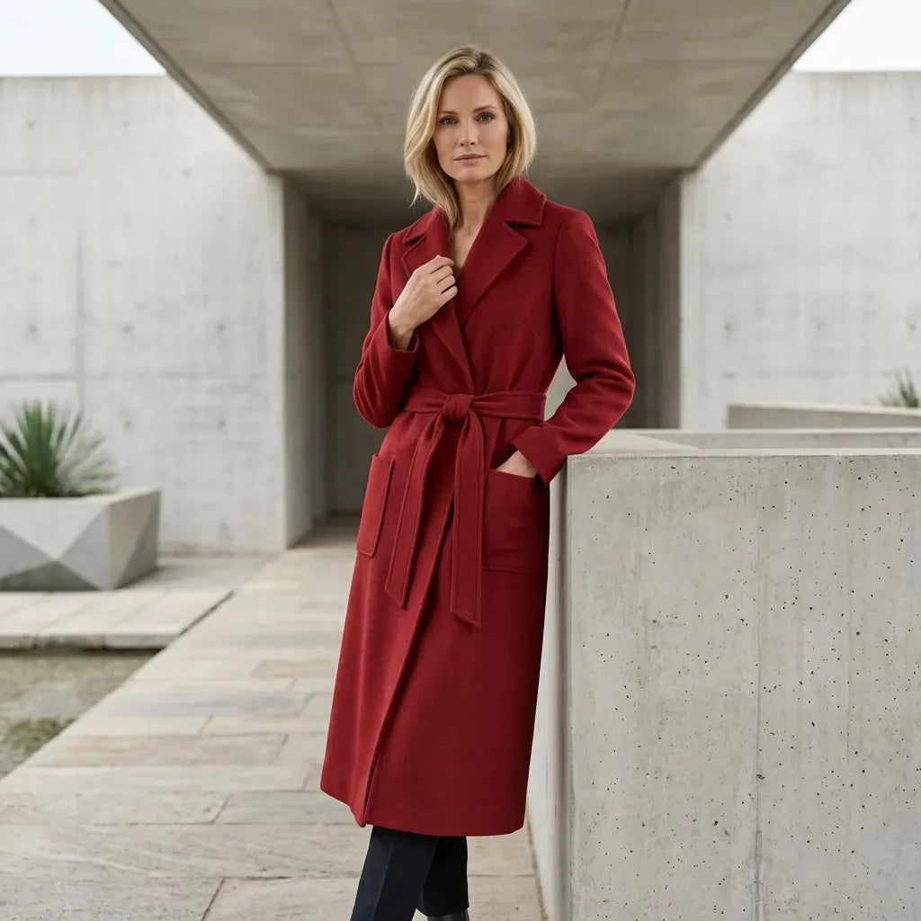 Trenchcoat für Damen aus Wolle mit Gürtel Rot 2
