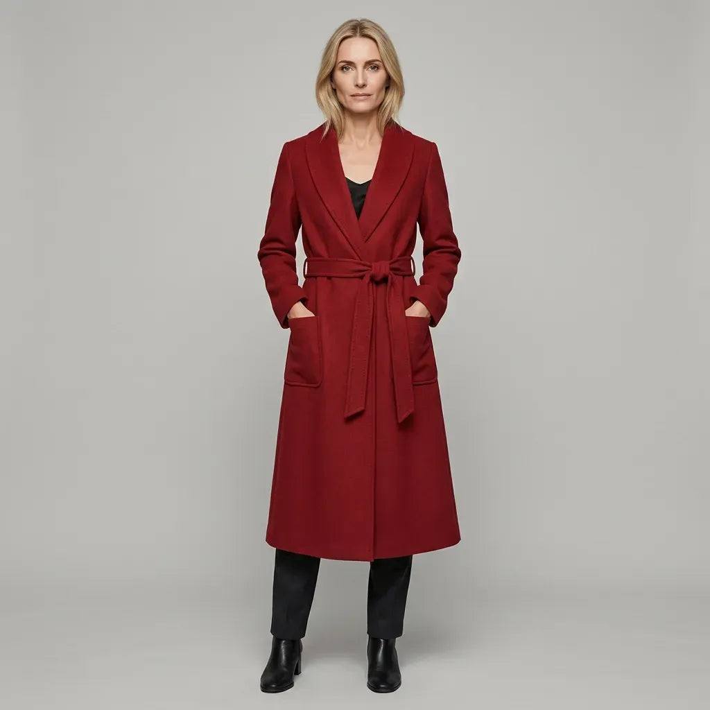 Trenchcoat für Damen aus Wolle mit Gürtel Rot 3