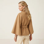 Trenchcoat für Damen in kurzer Form aus Wolle mit Stehkragen Khaki 6