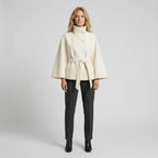 Trenchcoat für Damen in kurzer Form aus Wolle mit Stehkragen Weiß 9
