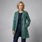 Trenchcoat für Damen in taillierter Form mit Gürtel in Karomuster Grün 3