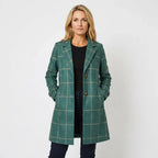 Trenchcoat für Damen in taillierter Form mit Gürtel in Karomuster Grün 4