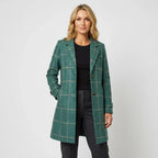 Trenchcoat für Damen in taillierter Form mit Gürtel in Karomuster Grün 5
