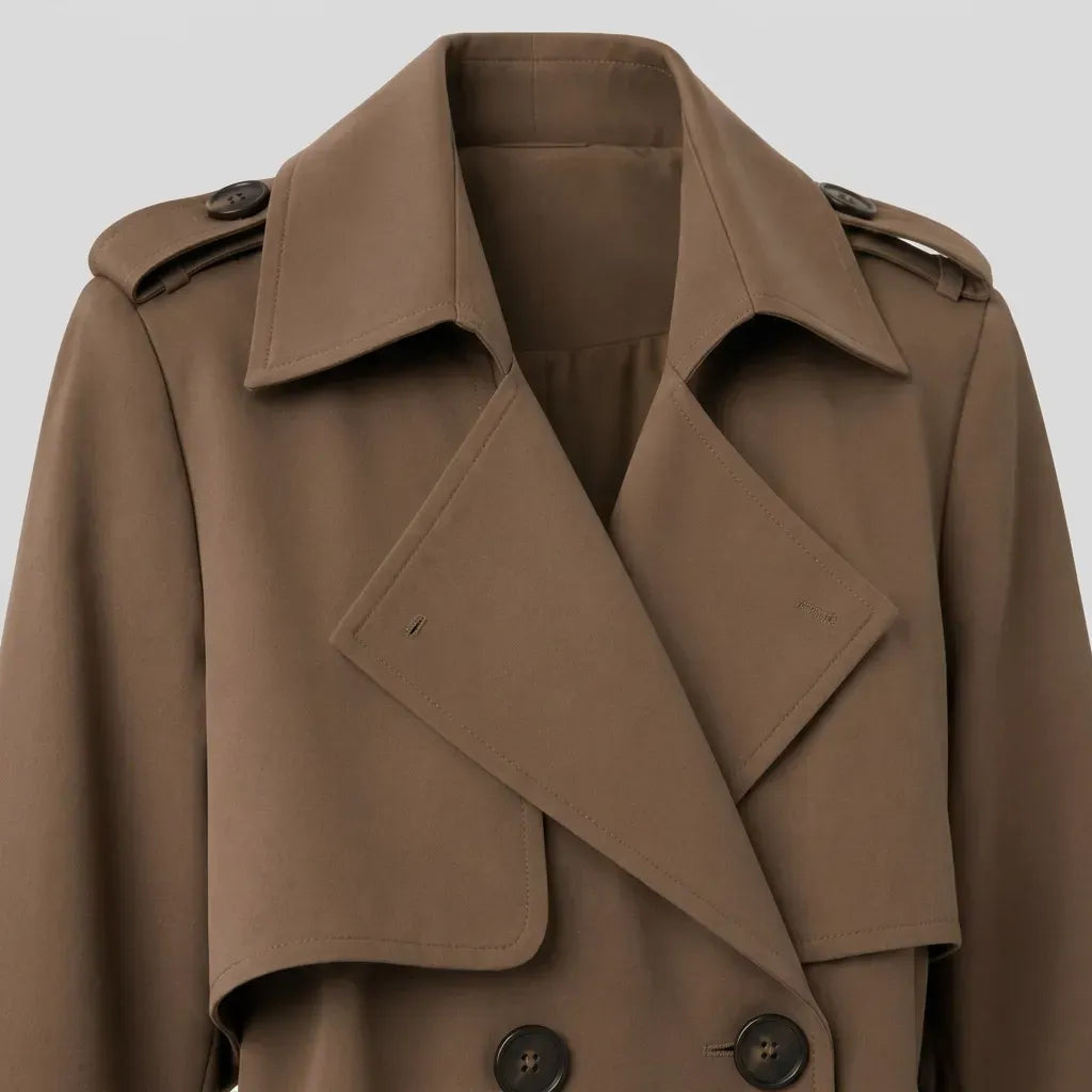 Trenchcoat für Damen klassischer in taillierter Form mit Gürtel Braun 12