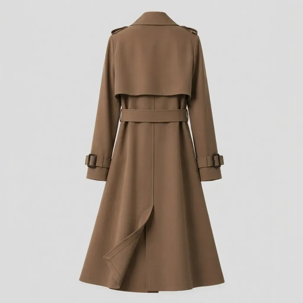 Trenchcoat für Damen klassischer in taillierter Form mit Gürtel Braun 13