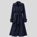 Trenchcoat für Damen klassischer in taillierter Form mit Gürtel Dunkelblau 4