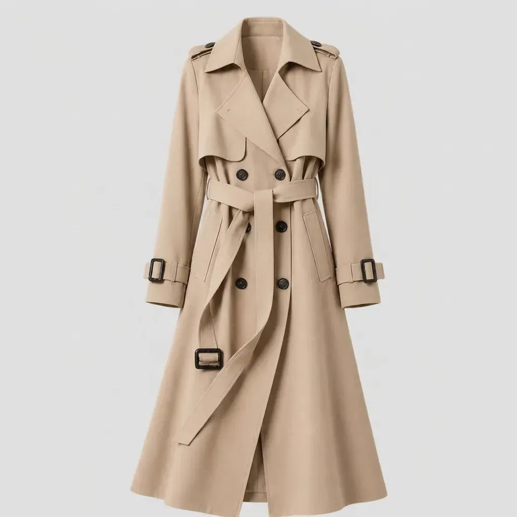 Trenchcoat für Damen klassischer in taillierter Form mit Gürtel Khaki 6