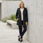 Trenchcoat für Damen mit Kapuze in kurzer Form für die Übergangszeit Schwarz 2