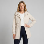 Trenchcoat für Damen mit Kapuze in kurzer Form für die Übergangszeit Beige 4