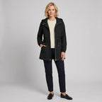Trenchcoat für Damen mit Kapuze in kurzer Form für die Übergangszeit Schwarz 6
