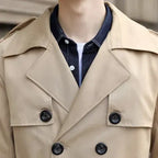 Trenchcoat für Herren aus Baumwolle mit Schulterklappen im zweireihigen Stil Beige 7