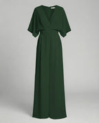 Eleganter Jumpsuit mit kurzen Ärmeln und V-Ausschnitt