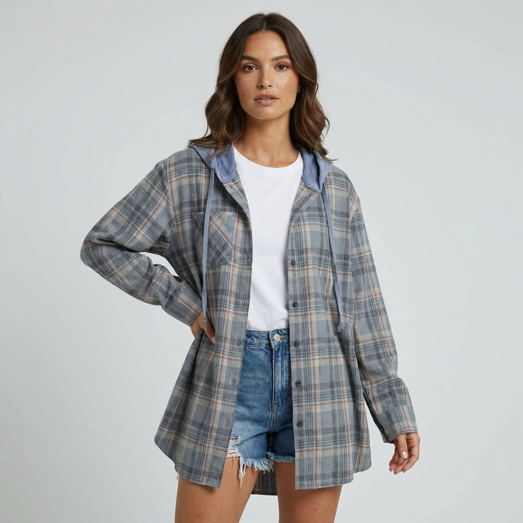 Hemd Jacke für Damen im Casual Oversized Design
