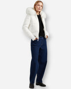 Gesteppte Winterjacke für Damen mit flauschig besetzter Kapuze und breitem Rippbund am Saum