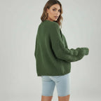 Strickjacke für Damen mit Puffärmeln und offenem Design