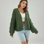 Strickjacke für Damen mit Puffärmeln und offenem Design