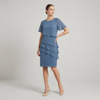 Minikleid im Lagen Look mit kurzen Ärmeln im einfarbigen Design