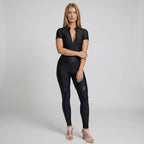 Bodycon Catsuit mit Reißverschluss und kurzem Arm