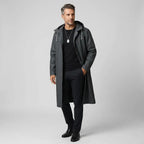 Wasserdichte Jacke für Herren im oversized Stil mit Kapuze in modernem Design Schwarz 5