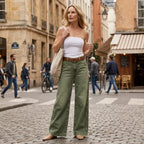 Weite Jeans für Damen aus Denim mit Wide Leg Grün 1