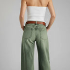 Weite Jeans für Damen aus Denim mit Wide Leg Grün 4