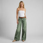 Weite Jeans für Damen aus Denim mit Wide Leg Grün 7