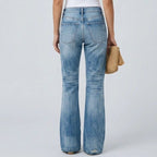 Weite Jeans für Damen in Grey-Denim mit Wide Leg mit Rissen Hellblau 3