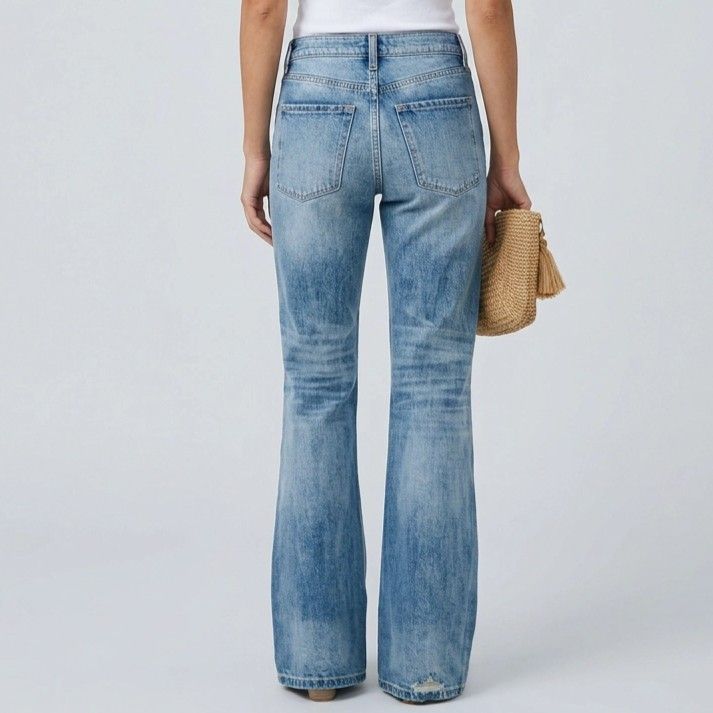 Weite Jeans für Damen in Grey-Denim mit Wide Leg mit Rissen Hellblau 3