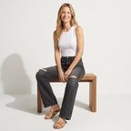 Weite Jeans für Damen in Grey-Denim mit Wide Leg mit Rissen Schwarz 5