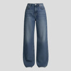 Weite Jeans für Damen mit hohem Bund aus Denim mit Taschen Blau 6