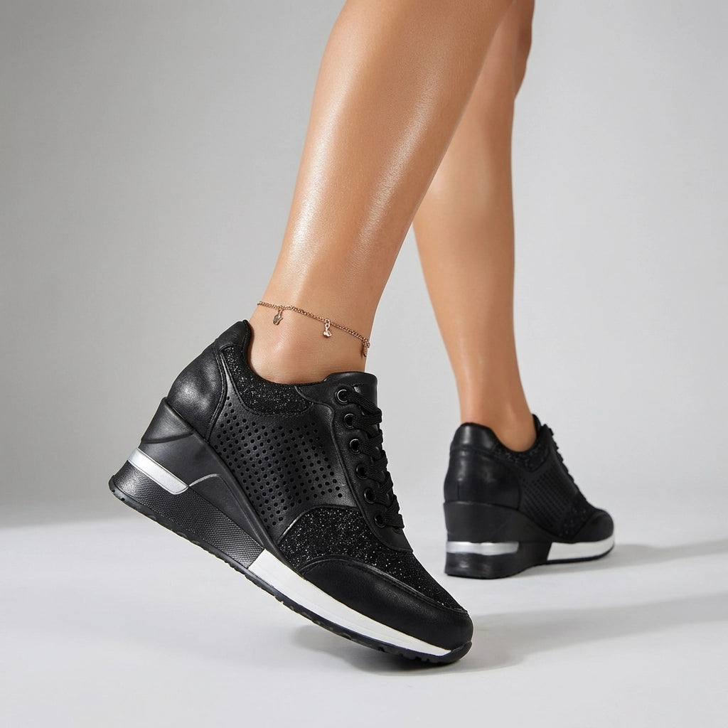 Komfort Sneaker für Damen mit Keilabsatz und Mesh-Einsatz