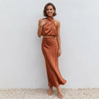 Zweiteiler für Damen mit Rock und Oberteil im festlichen Stil Orange 6